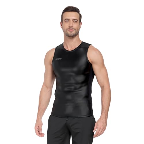 KMT 2mm Neoprene Wetsuit Vest Men, Black XL - Sleeveless Windproof Water Top