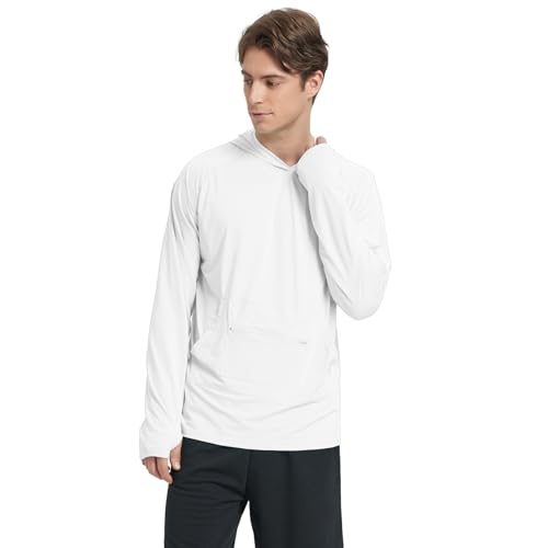 Riverruns Men's UPF 50+ Sun Protection Hoodie Fishing Shirt Small White