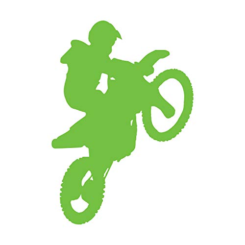 Motocross Wheely Vinyl Decal Sticker - Lime Green, 5-Inch