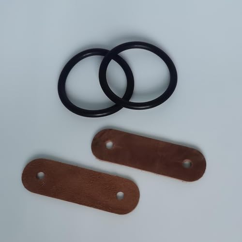 Durable Peacock Safety Stirrup Replacement Set — Rubber Rings & Leather Tabs for Peacock Stirrups