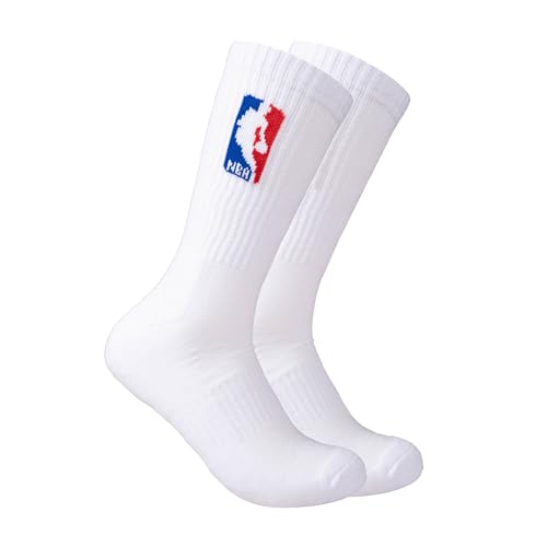 NBA Men's Cushioned Crew Socks - 6 Pack - White Red Blue