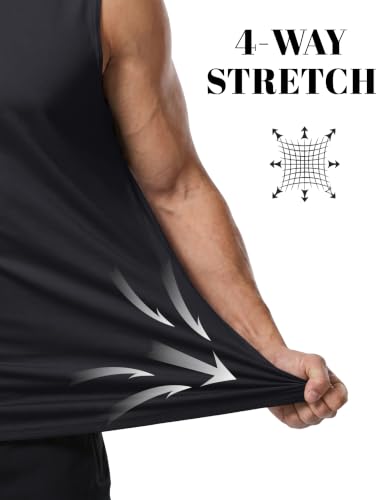 Magnivit Men's Black Large Cotton Workout Sleeveless Muscle Shirt - Quick Dry Activewear