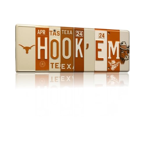 Texas Longhorns Hook Em Horns License Plate Wall Sign - 16x6 Inch Aluminum