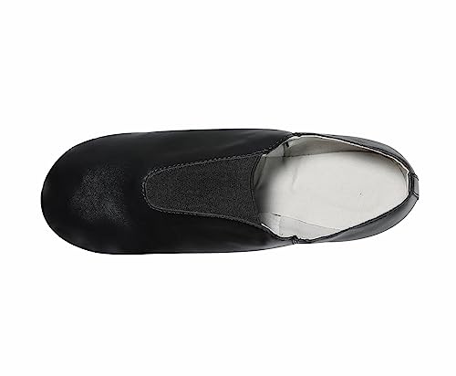 Linodes Unisex PU Leather Slip-on Jazz Shoes for Women & Men, Size 8.5/8, Black