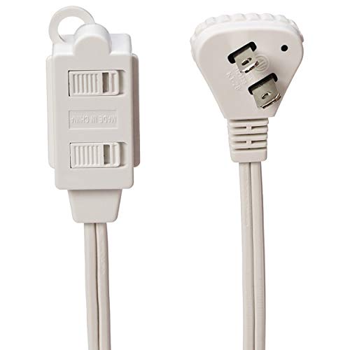 3-Foot Flat Plug Power Strip - 2-Prong Extension Cord, 2-Pack