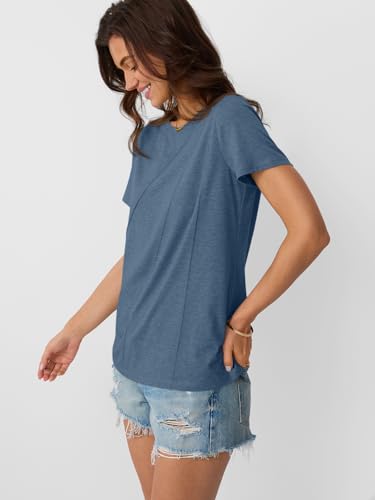 Women's Summer Short Sleeve Crewneck T-Shirt - Navy, Large