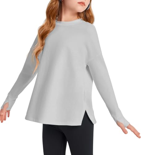 Kids Long Sleeve Active Quick Dry Athletic Shirt - 10-12 Years Grey