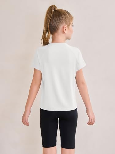Kids Short Sleeve Quick Dry Athletic T-Shirt - White, 13-14 Years