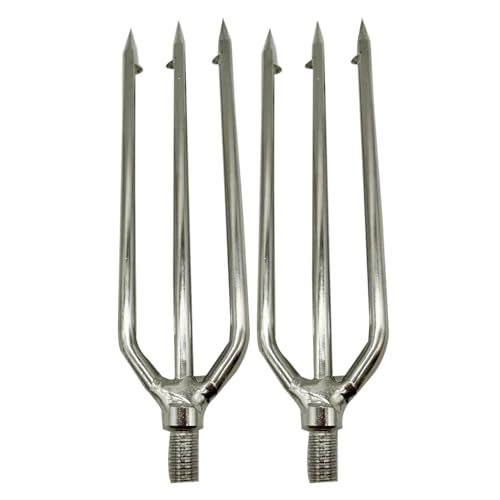LkyRui 2PCS 6mm Thick 3-Prong Stainless Steel Fishing Harpoon for Fish & Frog Hunting