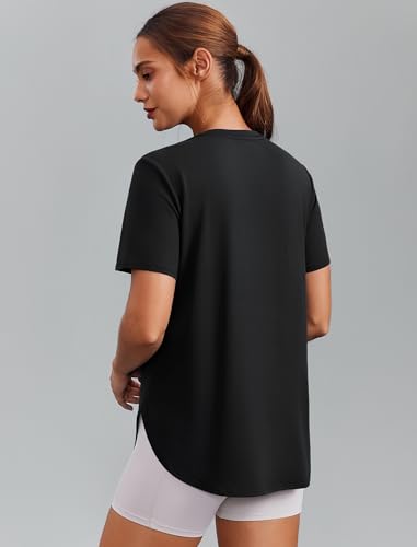 UPF 50+ Athletic Workout Top for Women - Black, Large