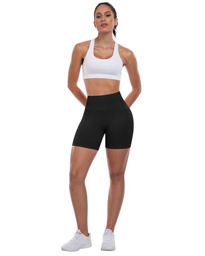 High Waisted Seamless Butt Lifting Gym Shorts - Black, Medium