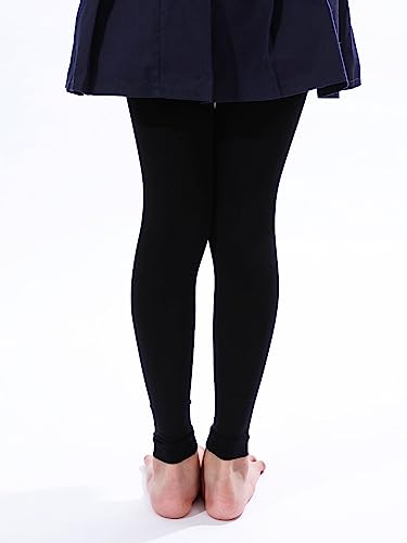 Girls' Microfiber Footless Dance Tights - Ultra Soft Leggings - Black 11-13