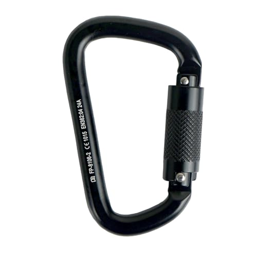 Fusion Black Auto Lock Aluminum Carabiner - Lightweight & Strong for Climbing, Camping, Hiking, & Outdoor Use