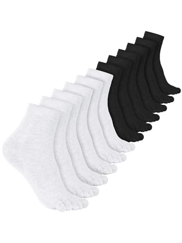 Bencailor Cotton Toe Socks for Women & Men - Quarter-Crew, Size 8-11, Classic Style