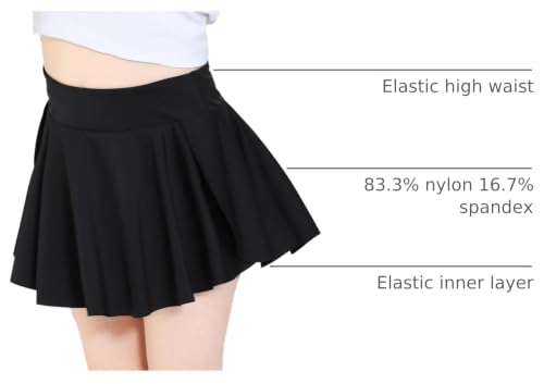 Athletic Skorts for Girls - Flowy Tennis & Golf Shorts with Pocket - 7-8 Years / A-black