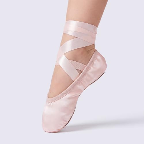 Ballet Shoes for Girls - Satin Ballerina with Ribbons - Ballet Pink