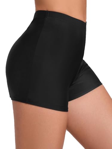 Danga Bay Women's High Waisted Tummy Control Swim Shorts Medium Black