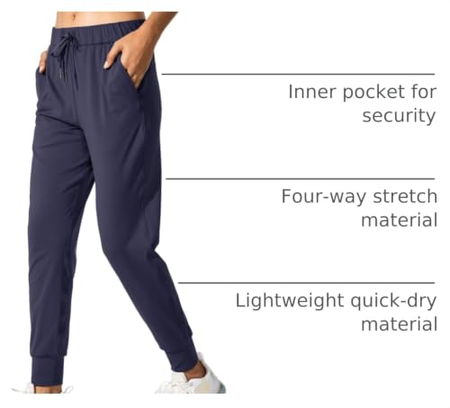 SANTINY Women's Joggers with Pockets Navy 27.5'' Regular M
