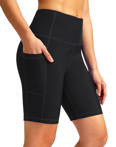 SANTINY 8''/12'' Swim Shorts Women with Pockets High Waisted Bottoms – Black, Large
