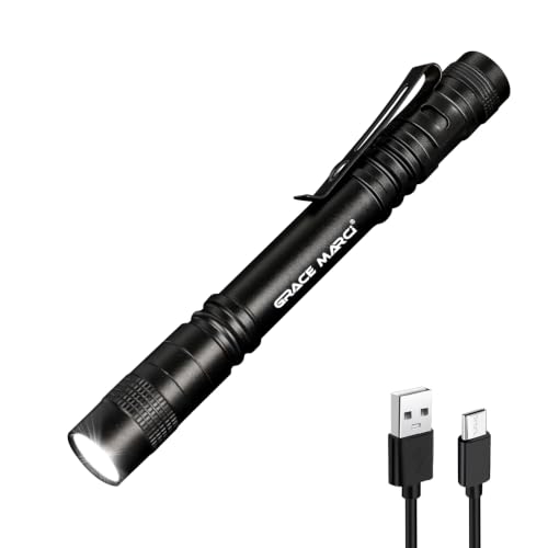 Tactical USB-C Rechargeable Pen Light with 3 Modes, Clip, IP64 Aluminum