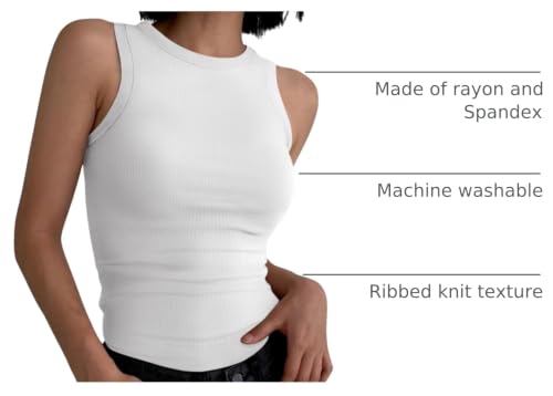 ANRABESS High Neck Ribbed Tank Top for Women XX-Large White