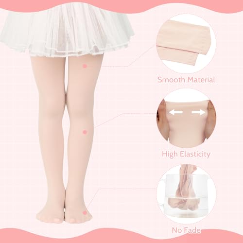 Girls Ballet Tights - Ultra Soft Footed Tights for 9-14 Years - Nude