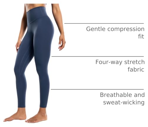POSHDIVAH Women's Creamluxe Yoga Leggings 25"/Large/Navy Blue Workout Pants