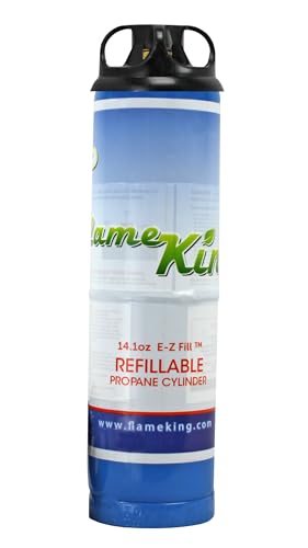 Flame King 1LB Steel Blue Refillable Propane Cylinder Tank for Welding & Grilling