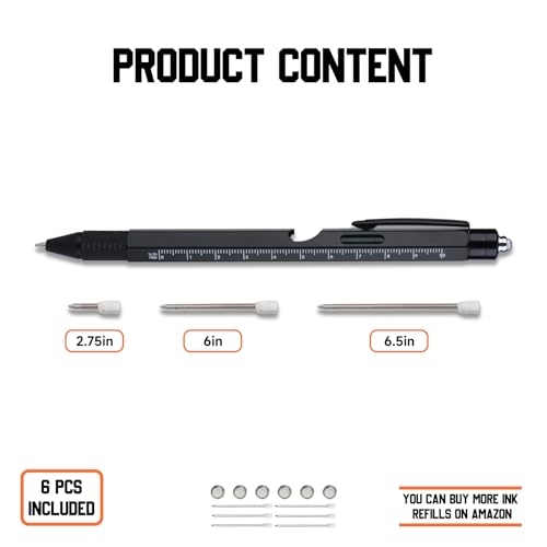 Multitool Pen Set for Men - 9-in-1 Black EDC Tool with LED Light