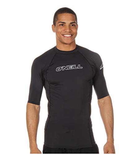Men's Short Sleeve Rashguard - UPF 50+ Protection - Large Black