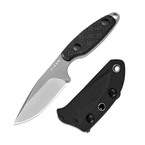 Kizer Muskrat Fixed Blade Knife Black G10 Handle, D2 Steel, EDC Hunting
