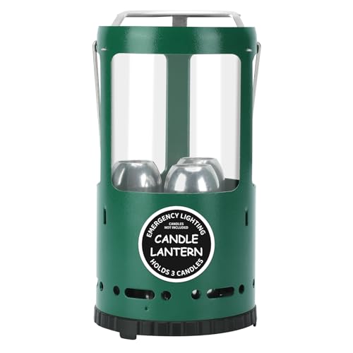 Candle Lantern, Camping Gear for Campers and Emergency Use, Without Candles (Original Green)