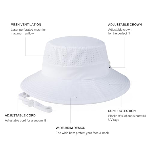 VOBOOM Unisex White Wide Brim UV Sun Hat - One Size
