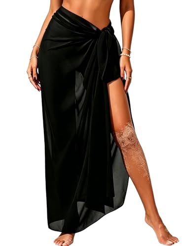 Beach Sarong Wraps for Women - Long Swimsuit Cover Up - Black