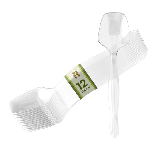 Heavy Duty Clear Plastic Serving Spoons - 8.5 Inch, 12 Pack