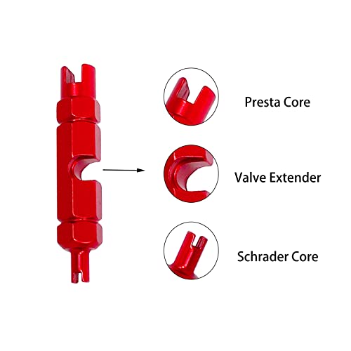 3-in-1 Bike Valve Core Repair Tool for Presta and Schrader - Red