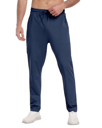 PARISDIARY Men's Athletic Sweatpants with Zipper Pockets - Large Black/Dark Gray/Navy Joggers for Gym & Running