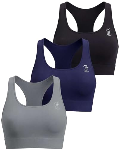 Juicy Couture Women's Racerback Sports Bra High Support Gym Yoga Running X-Large Solid Black