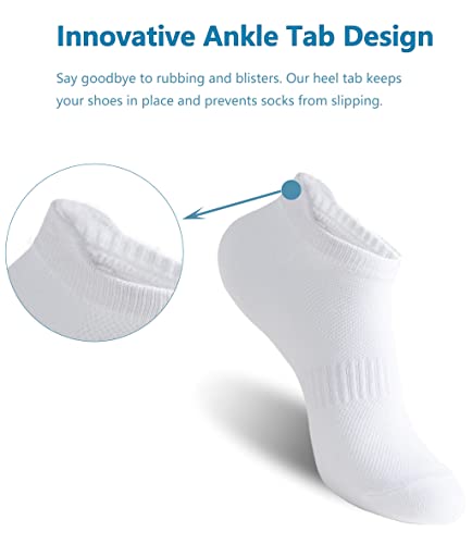 Low Cut Athletic Cotton Ankle Socks - 6 Pairs, White