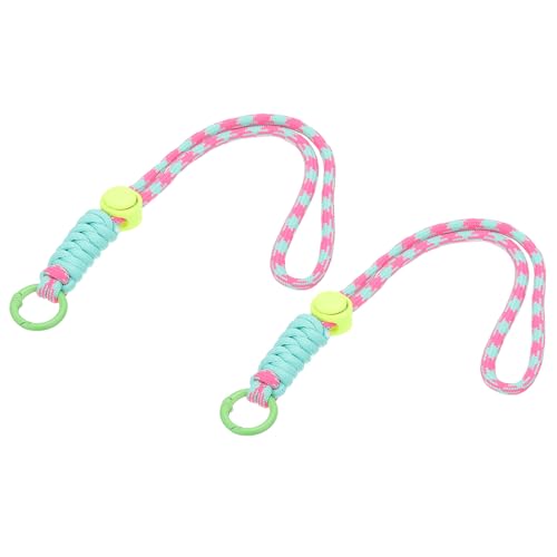 Paracord Lanyard Keychain - 2Pcs Braided Strap with Spring Ring - Pink, Green, Sky Blue