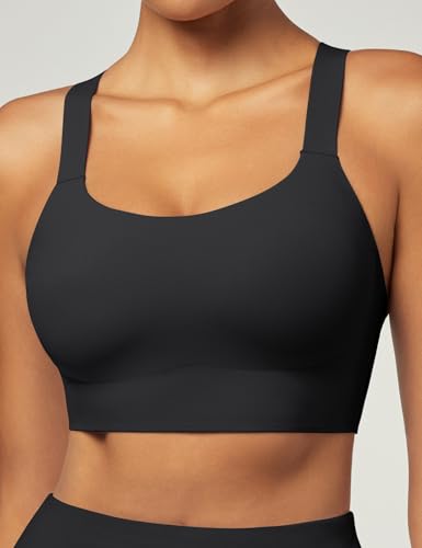 IUGA Sports Bras for Women High Support Large Bust Racerback Workout Tank Top - Black, Medium