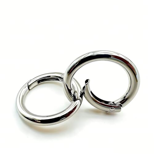 20 Pack Metal Key Ring Clips - 0.75 Inch Spring O Rings - Silver