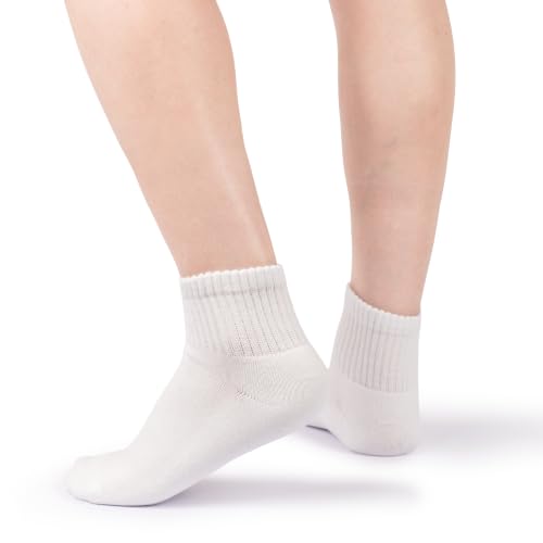 BomKinta Women's Ankle Socks 6 Pairs with Cushioned Sole, Size 9-11, White