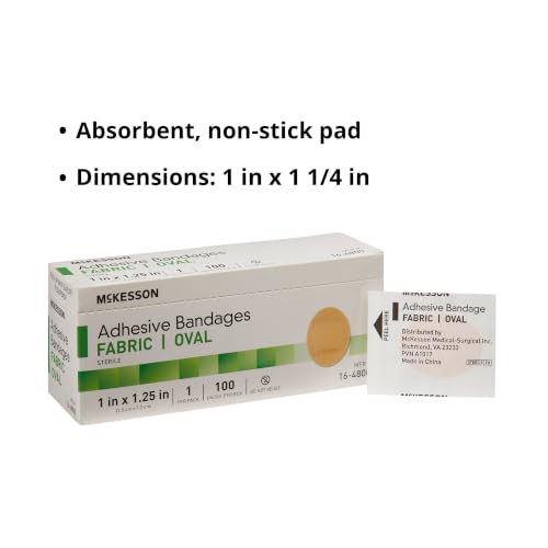 Sterile Fabric Adhesive Bandages - Tan, 1 x 1.25 in, 100 Count