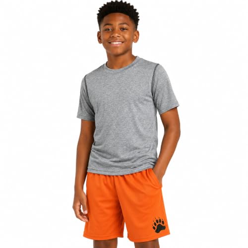 Boys Performance Active Short Set - Crewneck Tee & Shorts, 8-10 Grey/Orange