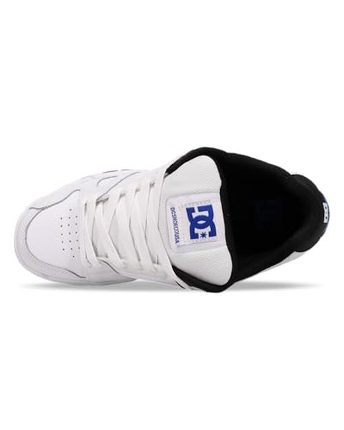 DC Men's Stag Skate Shoe, White/Black/Blue/Gum, 8