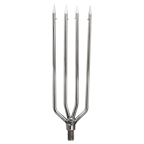 4-Prong Fishing Harpoon Spear - Stainless Steel Gig with Aluminum Rod