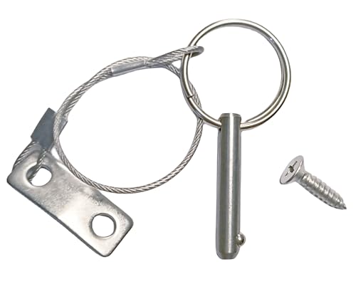 316 Stainless Steel Bimini Top Ball Pin Latch Safety Pin with Lanyard & Screws Φ1/4" x 1.5" (4Pcs)
