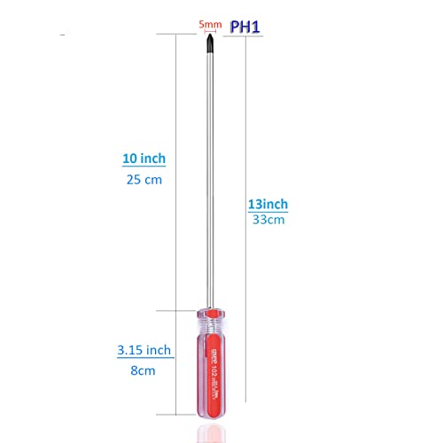 Phillips SKZIRI Extra Long PH1 Magnetic Tip Screwdriver - 10 Inch #1 Cross Head