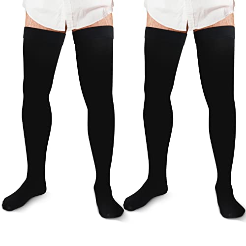 4X-Large Thigh High Men's Compression Socks 20-30mmHg Stockings with Silicone Grip